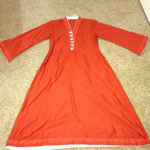 Red orange Pakistani long dress